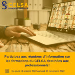 Photo Réunions d’information sur les formations du CELSA destinées aux professionnels. Inscrivez-vous vite !